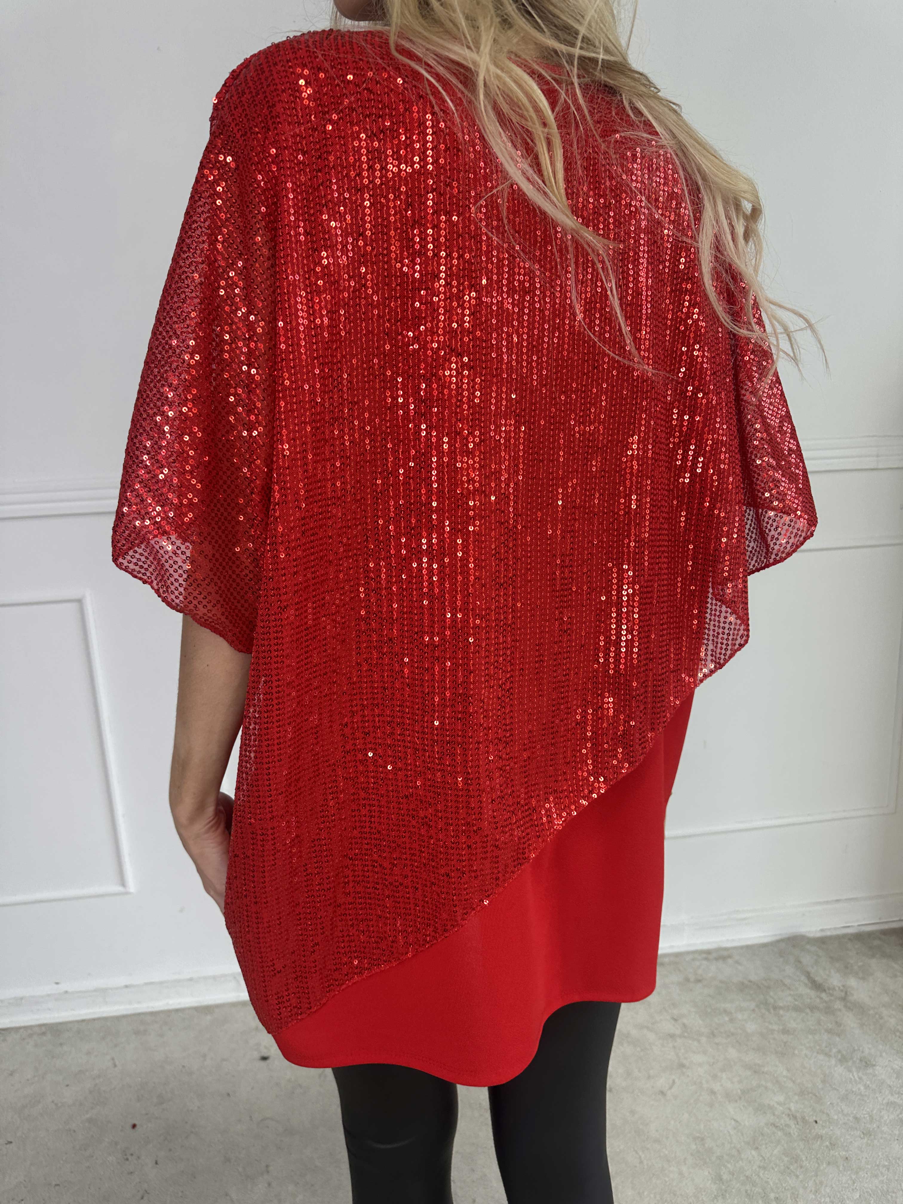 Aude - Oversized tunika med asymmetrisk pailletlag